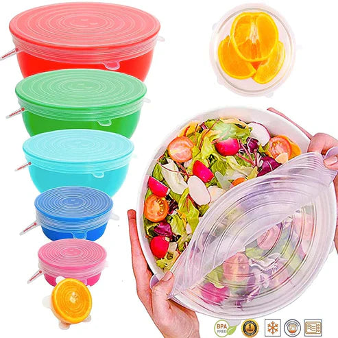 Adaptable Universal Silicone Lids - Reusable Stretch Food Covers