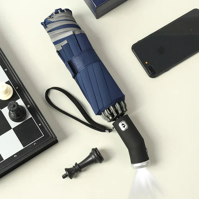 LED Light Automatic Umbrella – Reflective Stripe, Windproof & UPF50+ Sun Protection