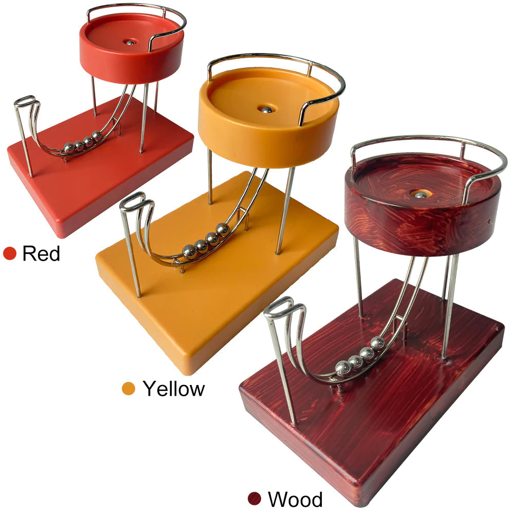 Kinetic Art Perpetual Marble Machine – Wood & Metal Desk Sculpture | Science Gift & Office Decor
