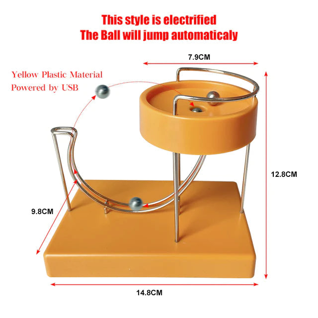 Kinetic Art Perpetual Marble Machine – Wood & Metal Desk Sculpture | Science Gift & Office Decor