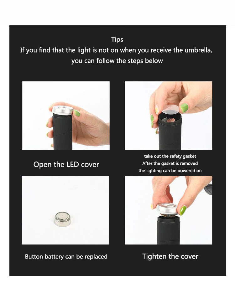 LED Light Automatic Umbrella – Reflective Stripe, Windproof & UPF50+ Sun Protection