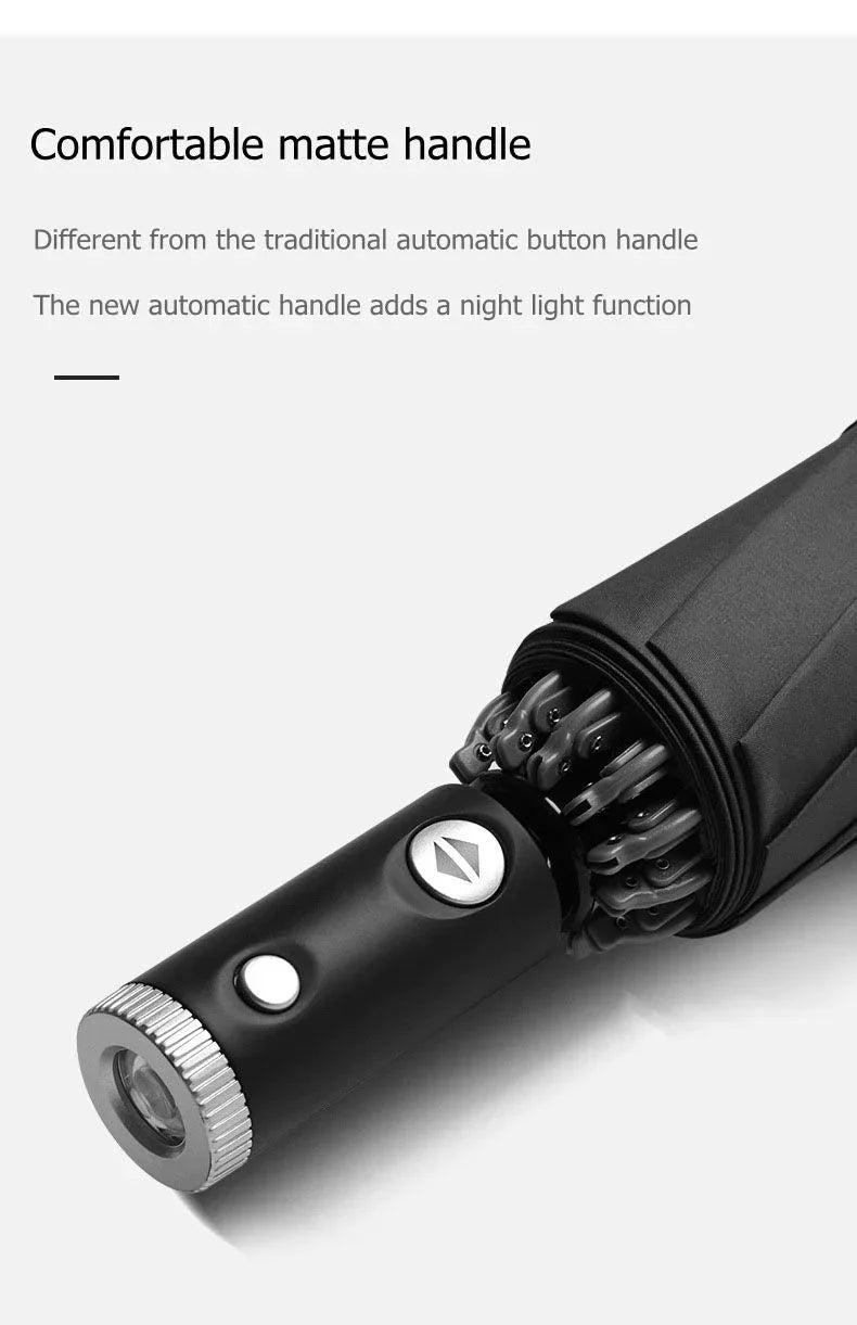 LED Light Automatic Umbrella – Reflective Stripe, Windproof & UPF50+ Sun Protection