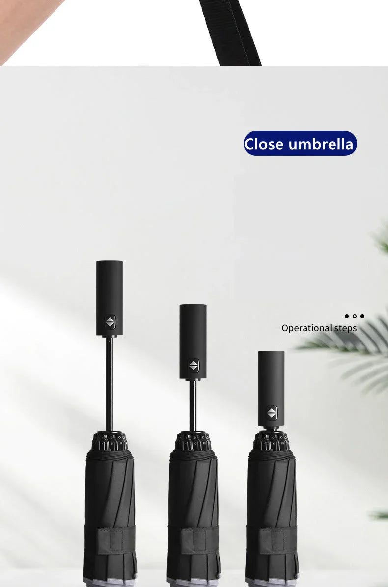 LED Light Automatic Umbrella – Reflective Stripe, Windproof & UPF50+ Sun Protection