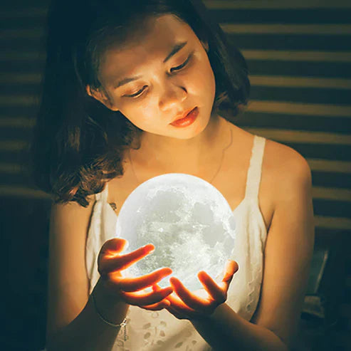 3D Moon Lamp - Rechargeable LED Night Light with Touch Control