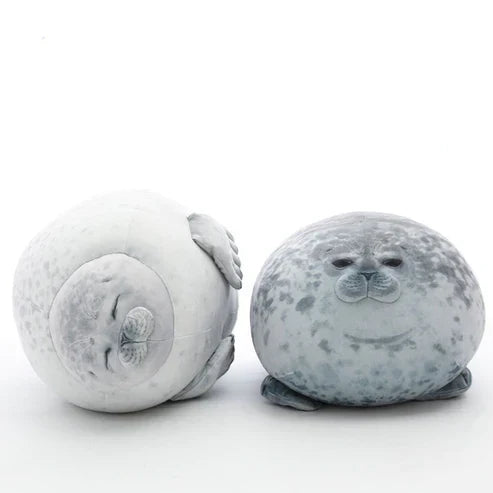3D Novelty Blob Seal Plush Pillow - Cute Stuffed Animal Cushion in Happy & Angry Styles, 4 Sizes