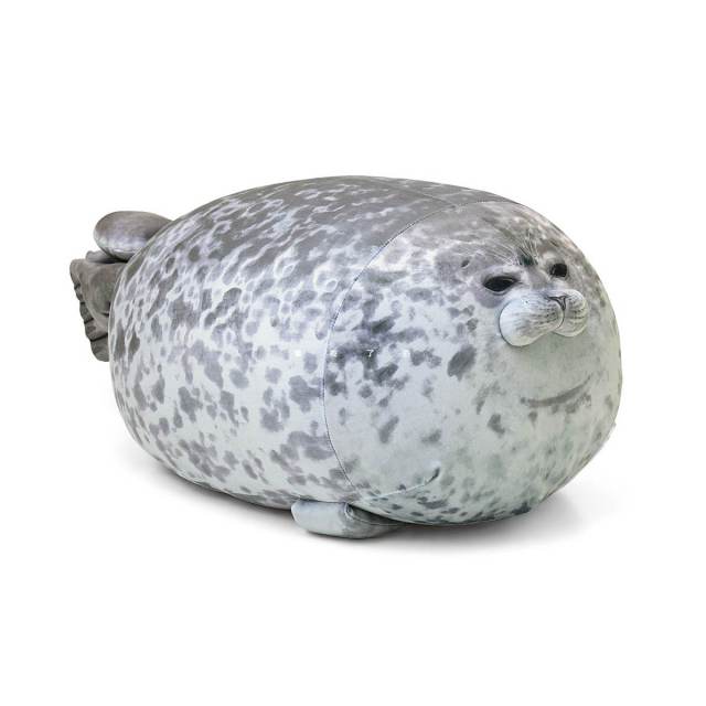 3D Novelty Blob Seal Plush Pillow - Cute Stuffed Animal Cushion in Happy & Angry Styles, 4 Sizes