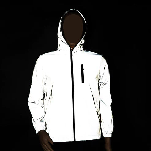 Reflective Silver Anorak Windbreaker Jacket – Lightweight Waterproof Pullover for Men & Women