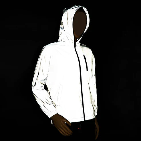 Reflective Silver Anorak Windbreaker Jacket – Lightweight Waterproof Pullover for Men & Women