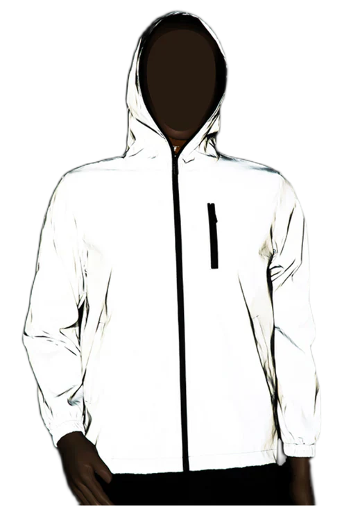 Reflective Silver Anorak Windbreaker Jacket – Lightweight Waterproof Pullover for Men & Women