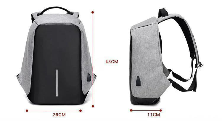 15.6" Anti-Theft Backpack with USB Charging Port – Water Resistant Travel Bag