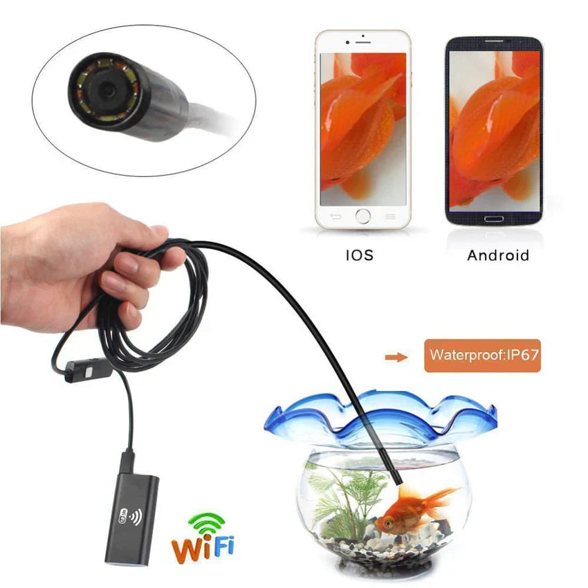 WiFi Endoscope Camera – 720P HD Waterproof Inspection Camera for iPhone, Android & iPad | 1M–5M Cable