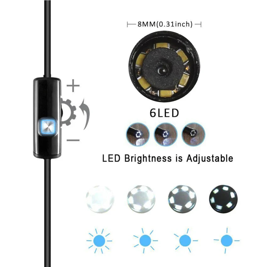 WiFi Endoscope Camera – 720P HD Waterproof Inspection Camera for iPhone, Android & iPad | 1M–5M Cable