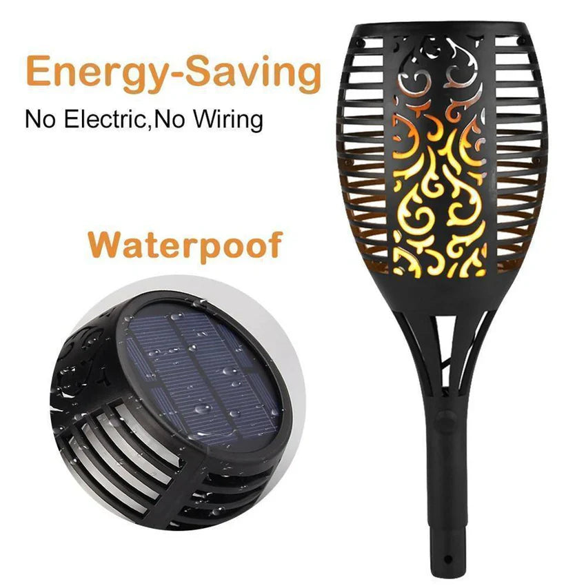 Solar Flame LED Garden Light – 96 LED Dancing Flame Torch | IP65 Waterproof, 10H Runtime