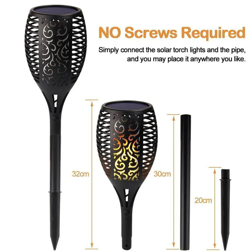 Solar Flame LED Garden Light – 96 LED Dancing Flame Torch | IP65 Waterproof, 10H Runtime
