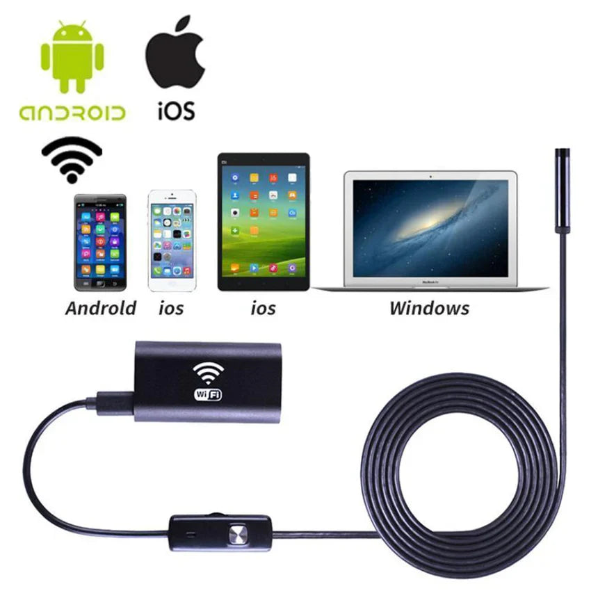 WiFi Endoscope Camera – 720P HD Waterproof Inspection Camera for iPhone, Android & iPad | 1M–5M Cable