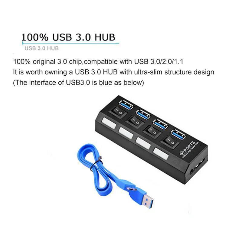 USB 3.0 Hub – 4 & 7 Port High-Speed Splitter with Surge Protection