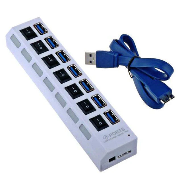 USB 3.0 Hub – 4 & 7 Port High-Speed Splitter with Surge Protection