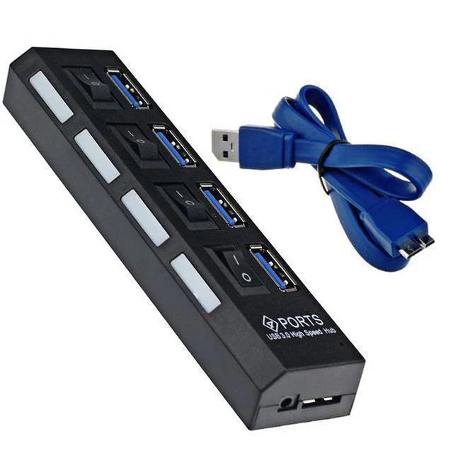USB 3.0 Hub – 4 & 7 Port High-Speed Splitter with Surge Protection