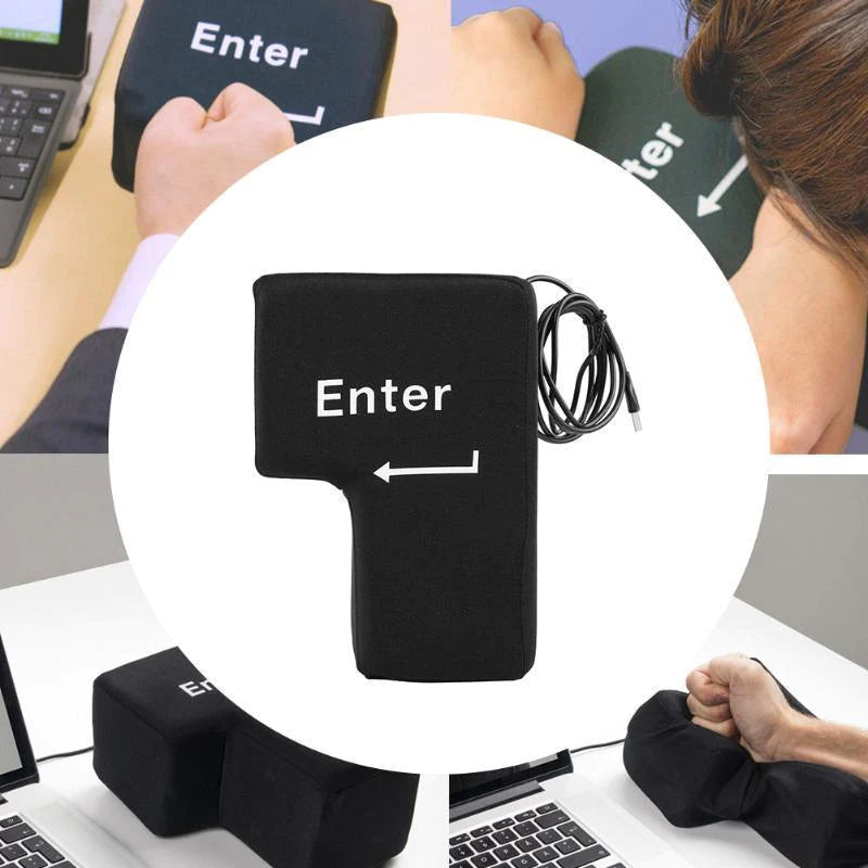 Giant USB Enter Key Button – Stress Relief Desk Toy & Nap Pillow