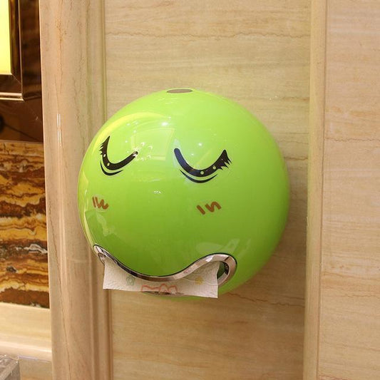 Ball Shaped Cute Emoji Waterproof Toilet Paper Box – Screw Fixed Wall Mount