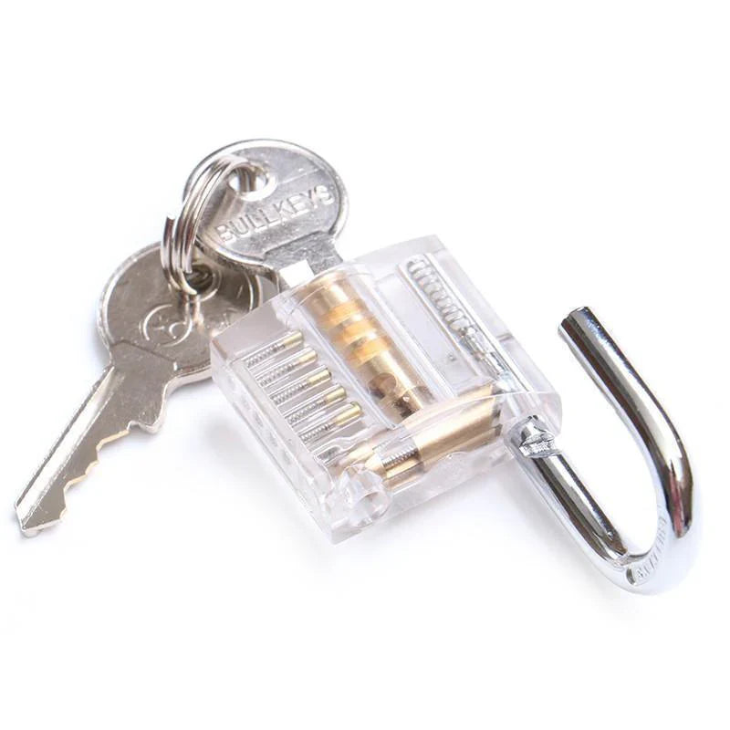 Transparent Padlock with Broken Key – Lock Picking Practice Set for Beginners