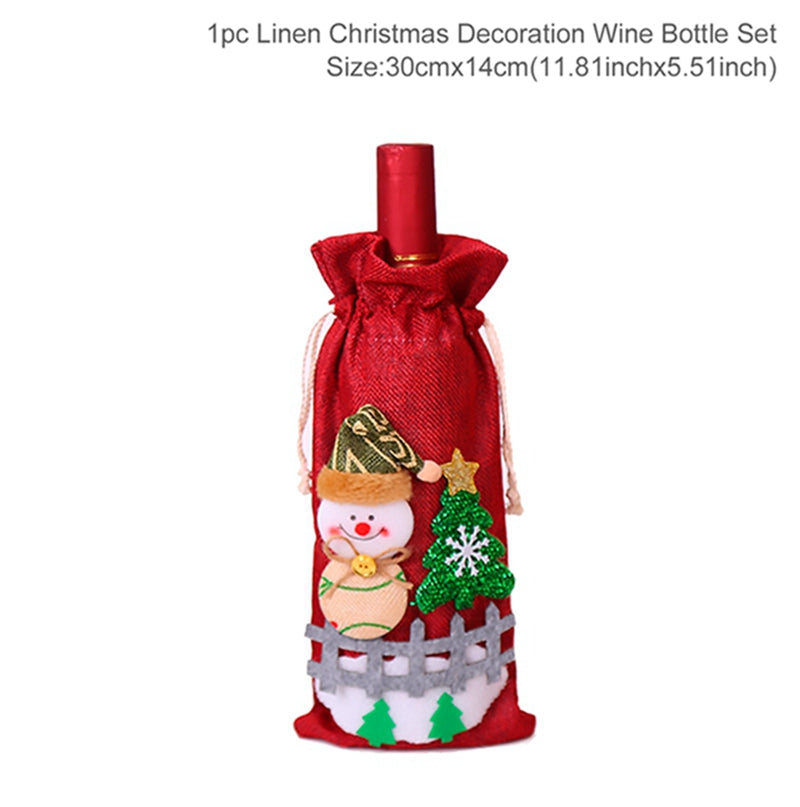 Christmas Wine Bottle Cover - Festive Holiday Table Decoration