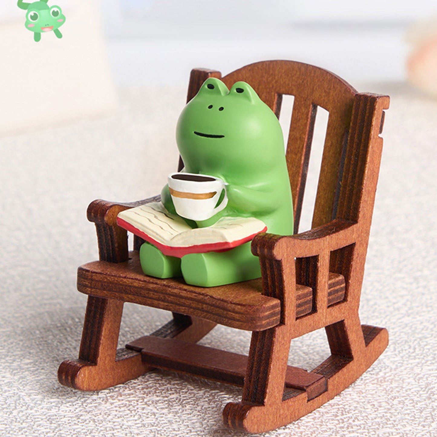 Cute Frog Rocker Chair Decoration - Japanese Healing Desktop Ornament (2PC)