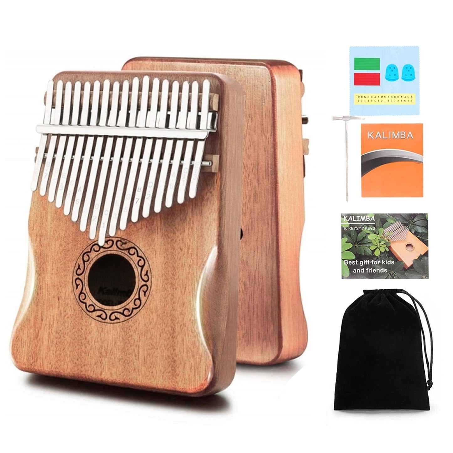 Kalimba Thumb Piano – 17 & 21 Key Mahogany Wood Finger Piano | Beginner to Pro | Music Gift for Kids & Adults