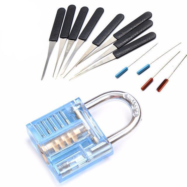 Transparent Padlock with Broken Key – Lock Picking Practice Set for Beginners