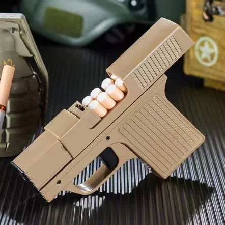 Gas Windproof Lighter Gun with Cigarette Case – 10-Cigarette Capacity Holder