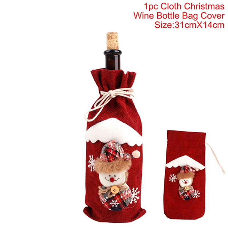 Christmas Wine Bottle Cover - Festive Holiday Table Decoration