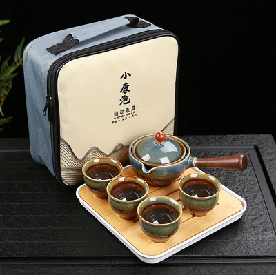 Chinese Gongfu Tea Set – 360° Rotation Ceramic Tea Maker & Infuser Cup for Pu’er