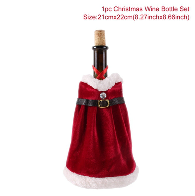 Christmas Wine Bottle Cover - Festive Holiday Table Decoration