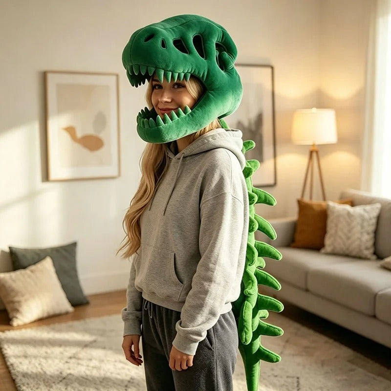 Dinosaur Skeleton Plush Headgear – Halloween Costume Accessory