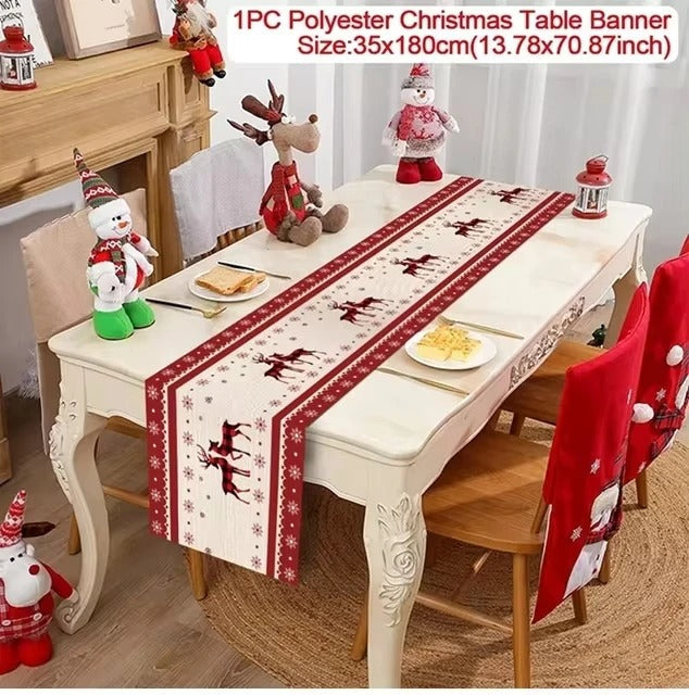 Merry Christmas Table Runner – Festive Holiday Table Decoration for Dining & Party