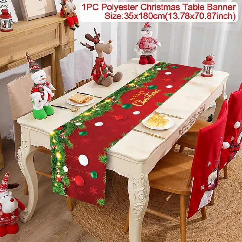 Merry Christmas Table Runner – Festive Holiday Table Decoration for Dining, Parties & Xmas Gatherings