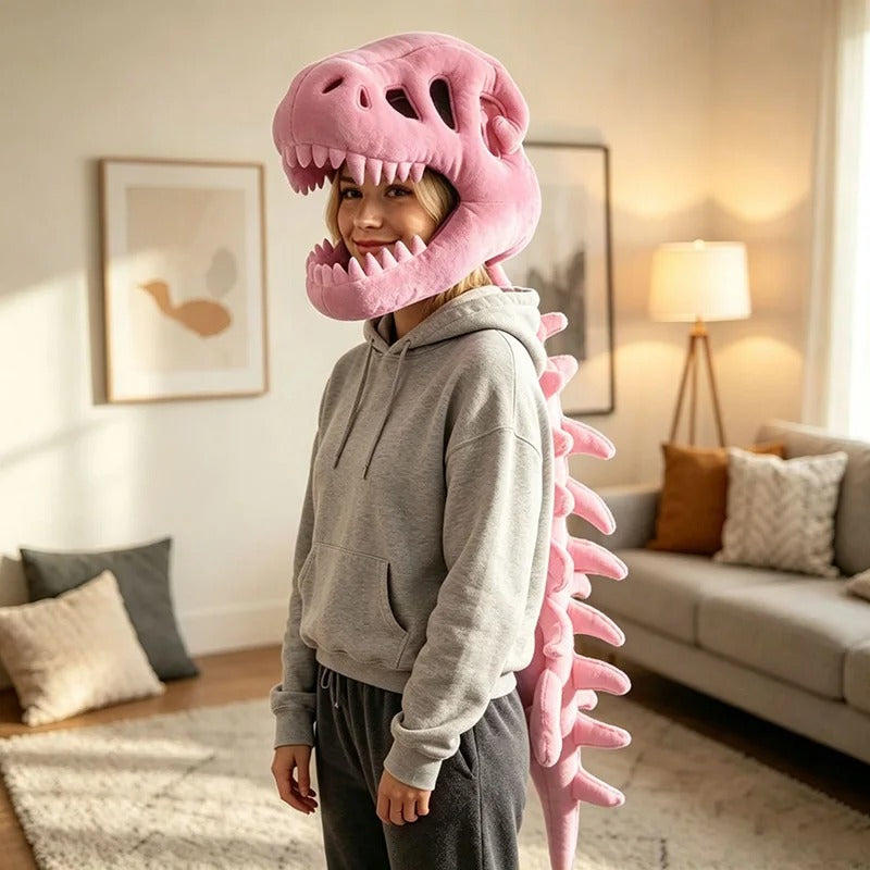 Dinosaur Skeleton Plush Headgear – Halloween Costume Accessory