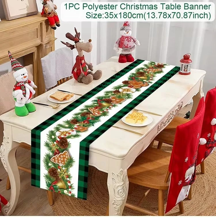 Merry Christmas Table Runner – Festive Holiday Table Decoration for Dining & Party