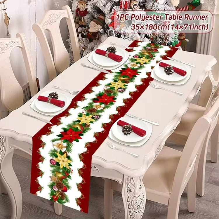 Merry Christmas Table Runner – Festive Holiday Table Decoration for Dining & Party
