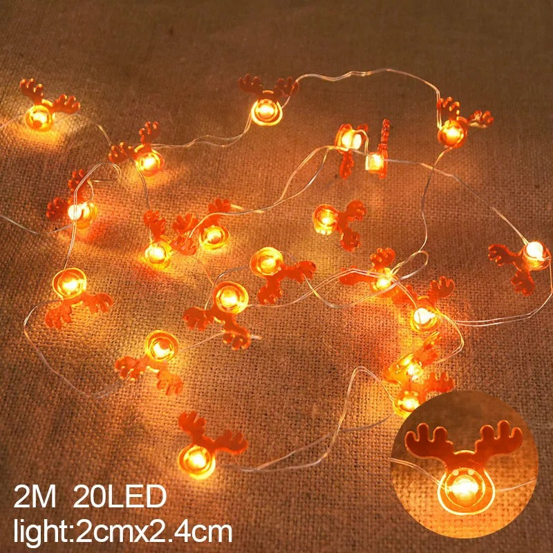 2M Santa Claus & Snowflake LED String Lights – 20 LED Festive Indoor Christmas Fairy Lights