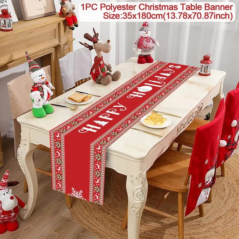 Merry Christmas Table Runner – Festive Holiday Table Decoration for Dining, Parties & Xmas Gatherings