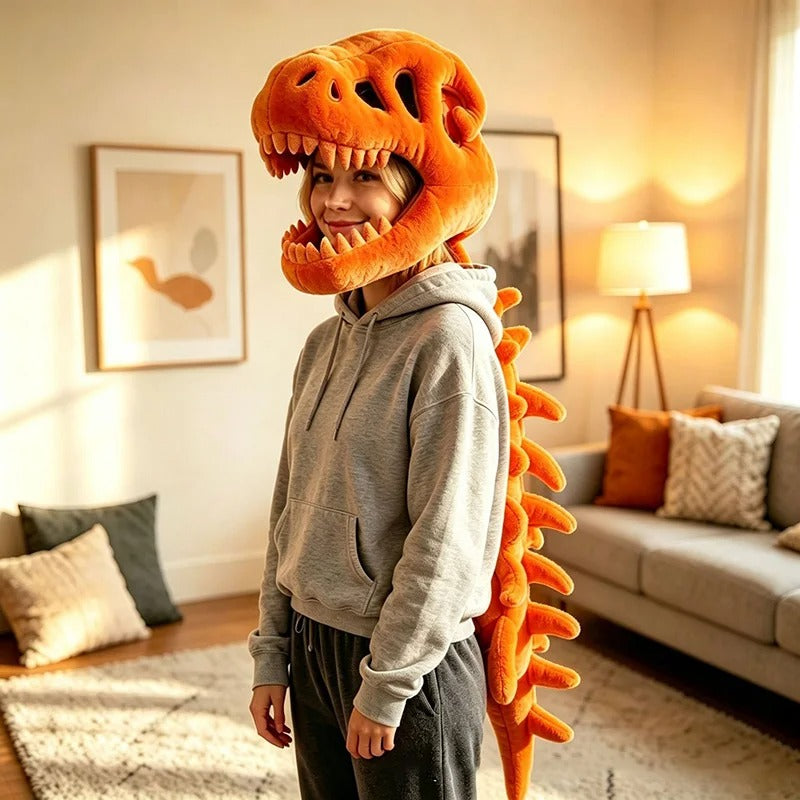 Dinosaur Skeleton Plush Headgear – Halloween Costume Accessory