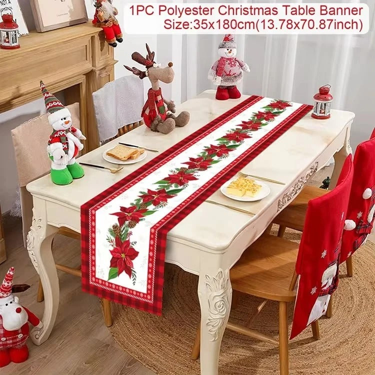 Merry Christmas Table Runner – Festive Holiday Table Decoration for Dining & Party