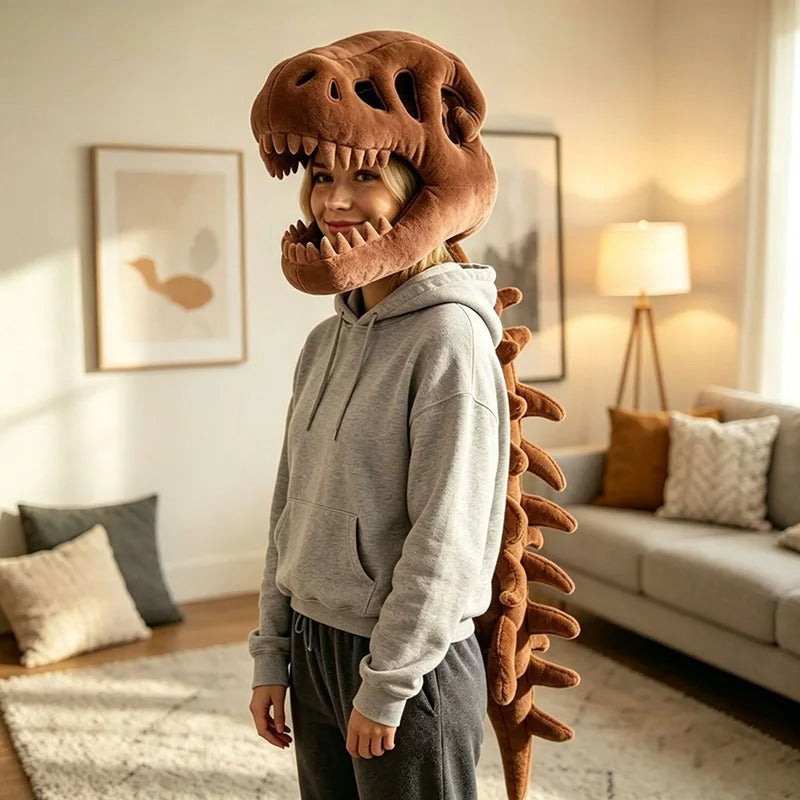 Dinosaur Skeleton Plush Headgear – Halloween Costume Accessory