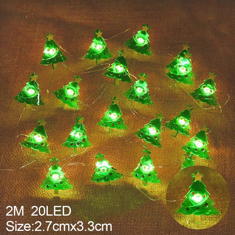 2M Santa Claus & Snowflake LED String Lights – 20 LED Festive Indoor Christmas Fairy Lights