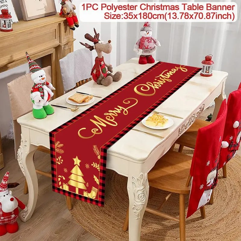 Merry Christmas Table Runner – Festive Holiday Table Decoration for Dining, Parties & Xmas Gatherings