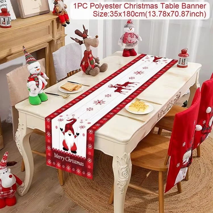 Merry Christmas Table Runner – Festive Holiday Table Decoration for Dining & Party