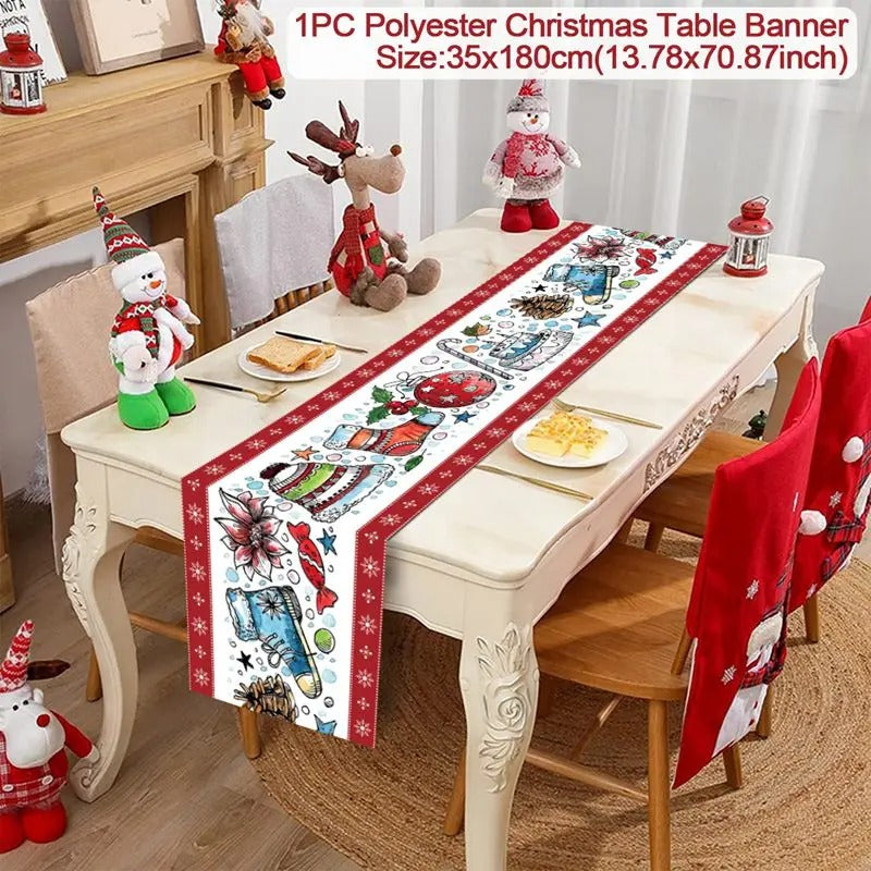 Merry Christmas Table Runner – Festive Holiday Table Decoration for Dining, Parties & Xmas Gatherings