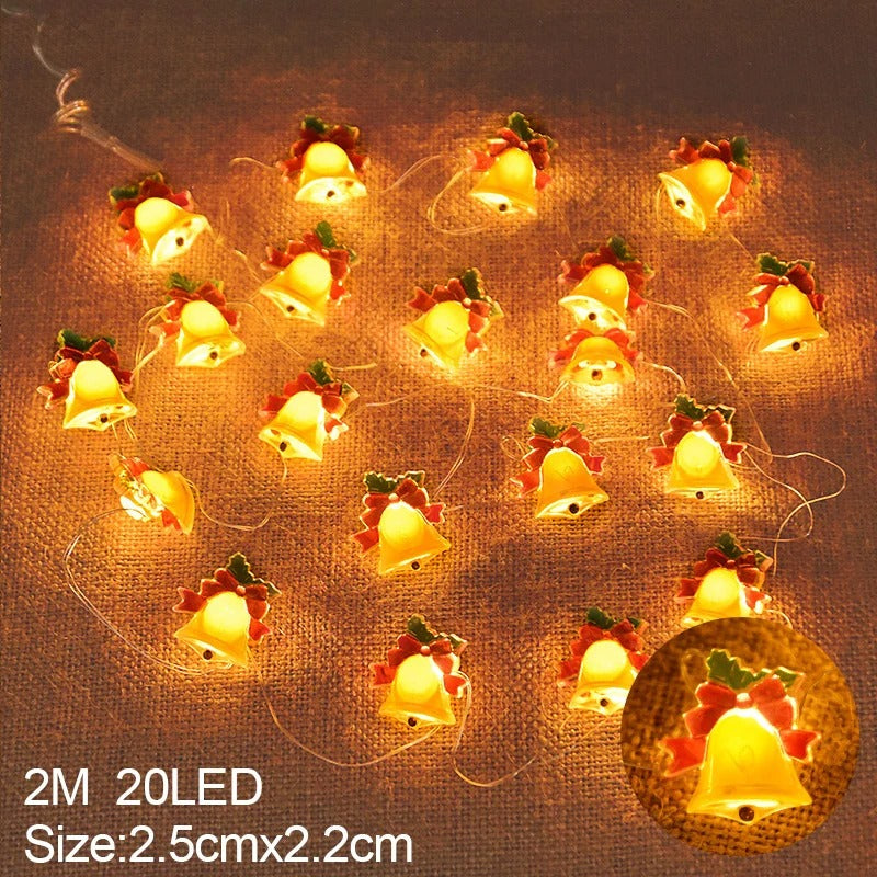 2M Santa Claus & Snowflake LED String Lights – 20 LED Festive Indoor Christmas Fairy Lights