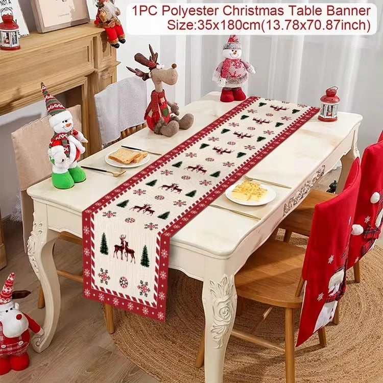 Merry Christmas Table Runner – Festive Holiday Table Decoration for Dining & Party